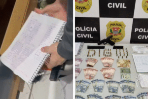 A Polícia Civil prendeu em flagrante um homem por posse ilegal de arma de fogo de uso restrito e associação para o tráfico de drogas, na
