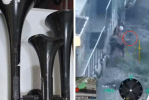 Um vídeo de monitoramento registrou o momento em que um criminoso furtou a buzina de um trem em movimento na linha férrea de Cubatão,