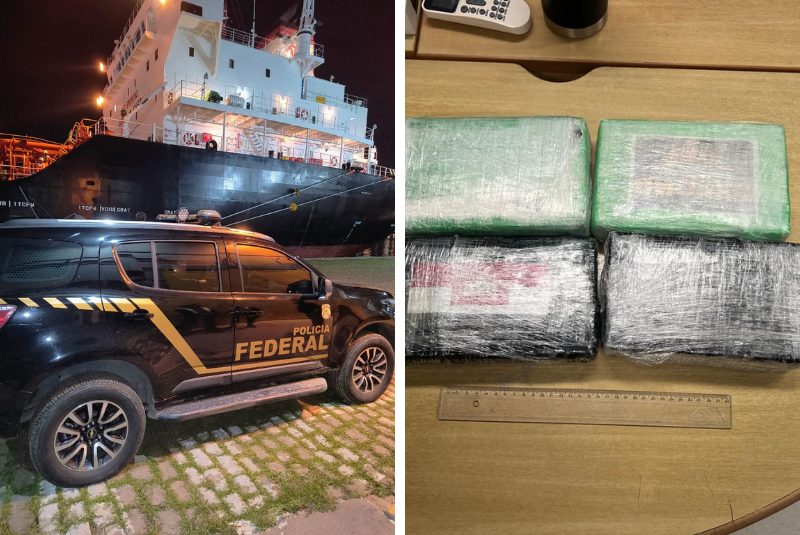 A Polícia Federal apreendeu, neste domingo (13), 4,7 quilos de cocaína no Porto de Santos, no litoral de São Paulo. A droga foi localizada