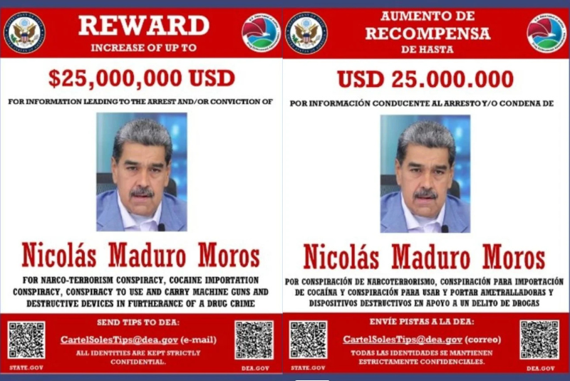 A Administração de Repressão às Drogas dos Estados Unidos (DEA) anunciou recompensa de até US$ 25 milhões por informações que levem...