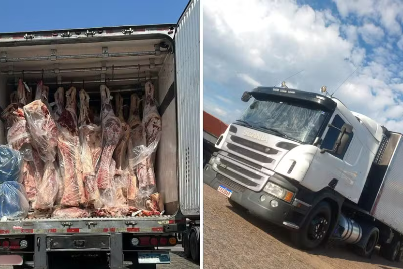 Três trabalhadores foram feitos reféns durante o roubo de uma carreta carregada com carne avaliada em cerca de R$ 400 mil...