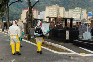 A Prefeitura de Santos realizou, nesta segunda-feira (4), uma ação intensiva de combate ao mosquito Aedes aegypti nos cemitérios municipais...
