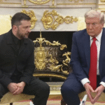 O presidente da Ucrânia, Volodymyr Zelensky, esteve nesta segunda-feira (18) no Salão Oval da Casa Branca, em Washington, para uma