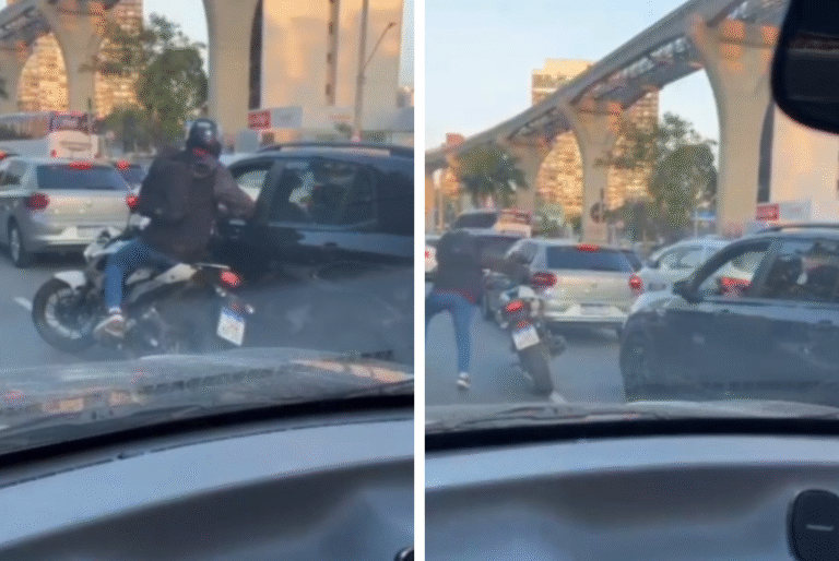 Um motorista reagiu a uma tentativa de assalto na tarde de terça-feira (12), na avenida Jornalista Roberto Marinho, zona sul de