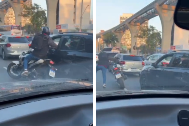 Um motorista reagiu a uma tentativa de assalto na tarde de terça-feira (12), na avenida Jornalista Roberto Marinho, zona sul de