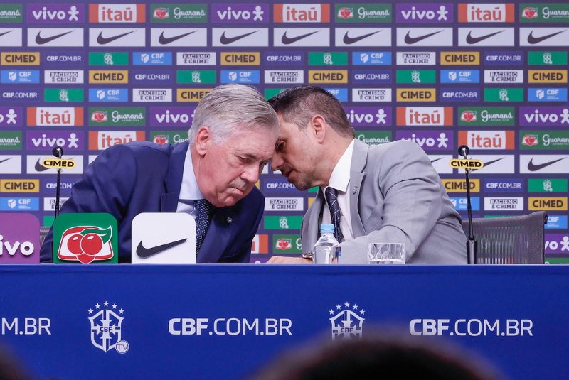 O técnico italiano Carlo Ancelotti teve de lidar com os primeiros cortes por lesão desde que assumiu a Seleção Brasileira.
