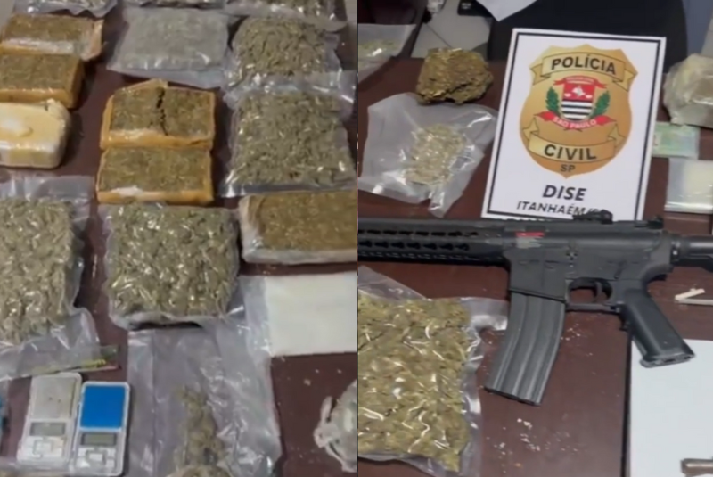 Dois homens, de 37 e 24 anos, foram presos em flagrante na última sexta-feira (12) com 13 quilos de drogas e armas em Peruíbe...