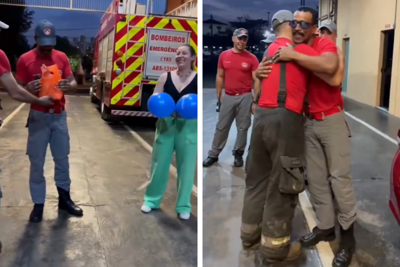 Soldado daltônico vê cores pela primeira vez com ajuda de colegas bombeiros em Rio Preto