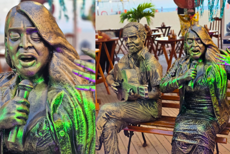 Estátua de Preta Gil e Gilberto Gil é inaugurada na orla de Copacabana