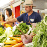 Produtos frescos, música...