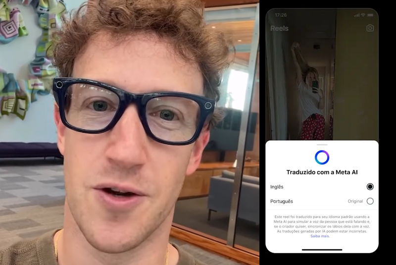 Mark Zuckerberg anunciou que os Reels do Instagram — e também do Facebook — passam a contar com dublagem automática gerada por IA.