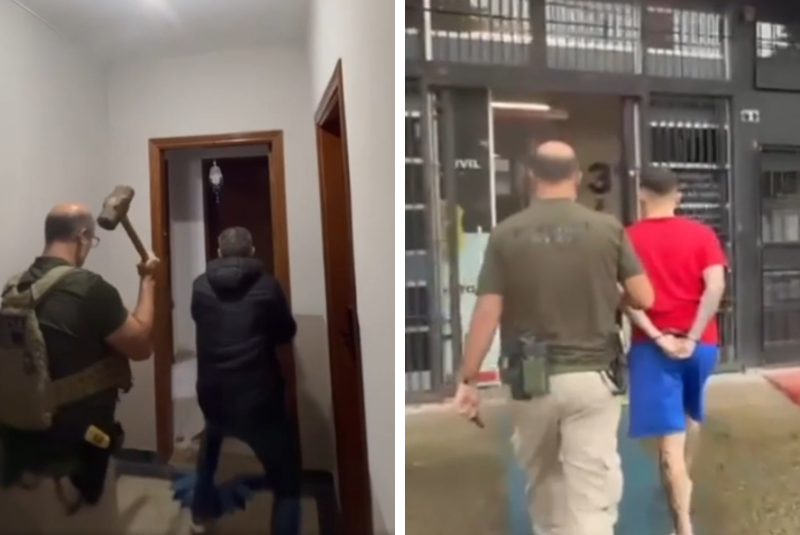 Polícia arromba porta e prende suspeito de chefiar golpes bancários em Santos