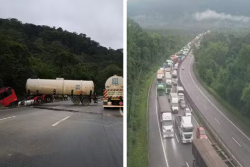 Pane em carreta causa congestionamento na Cônego Domênico Rangoni