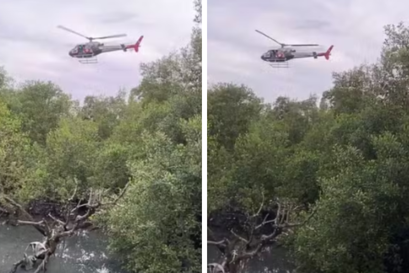 Tiroteio com suspeito mobiliza helicóptero da PM em Guarujá