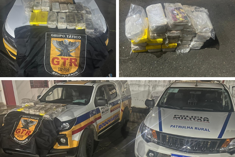 Polícia apreende R$ 1,4 milhão em cocaína na BR-354, em Campos Altos