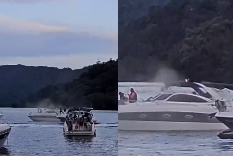 Uma embarcação pegou fogo no fim da tarde deste domingo (28), no canal de Bertioga, litoral de São Paulo, entre o bairro...