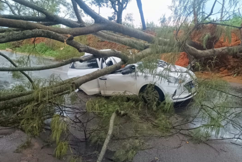 Tempestade em Patrocínio (MG) causa estragos e deixa feridos na MG-230