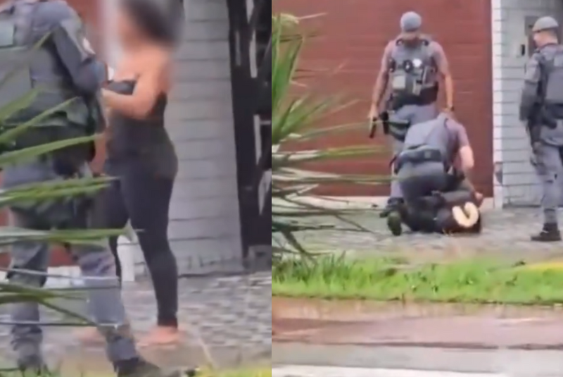 Uma mulher em aparente surto psicológico foi contida pela Polícia Militar na manhã desta segunda-feira (19), no bairro do Embaré...