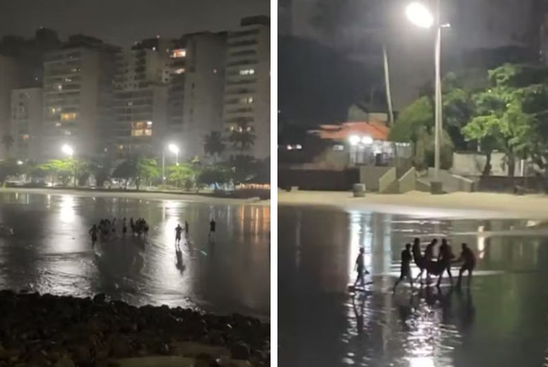 Homem morre após entrar no mar à noite durante forte agitação marítima em Guarujá (SP)