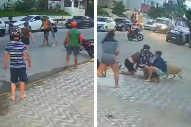 Homem armado com faca e soco-inglês é dominado e espancado em Praia Grande