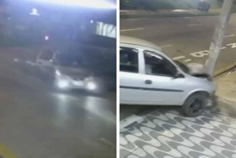Bebê cai de carro em movimento e é resgatado por motociclista após motorista bater em poste em Sorocaba