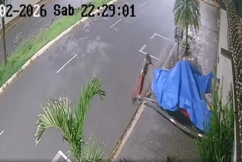 Em menos de 1 minuto, ladrões invadem garagem e levam lancha em Uberlândia
