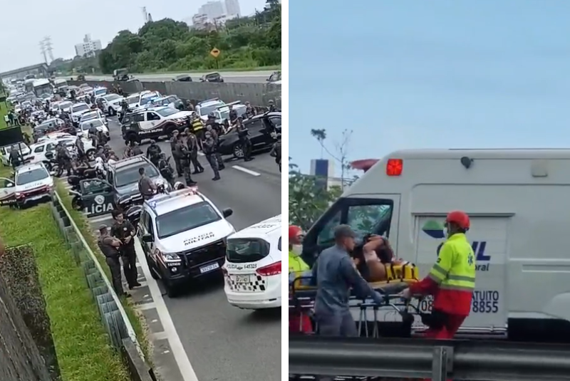 Policial da reserva em surto é baleado após perseguição na Baixada Santista