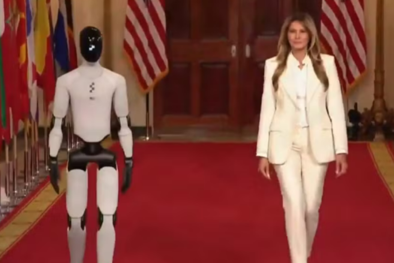 Melania Trump apresenta robô humanoide em evento sobre IA na Casa Branca