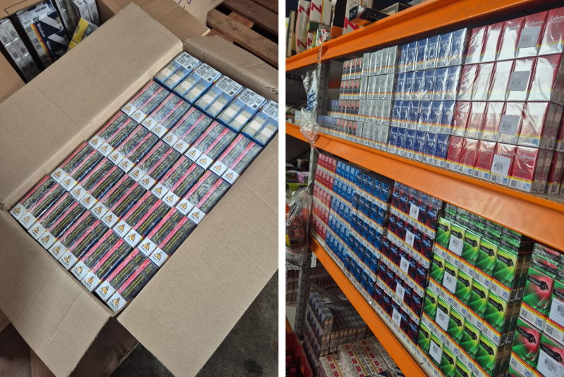 Fiscalização apreende milhares de maços de cigarros irregulares em distribuidora de Praia Grande