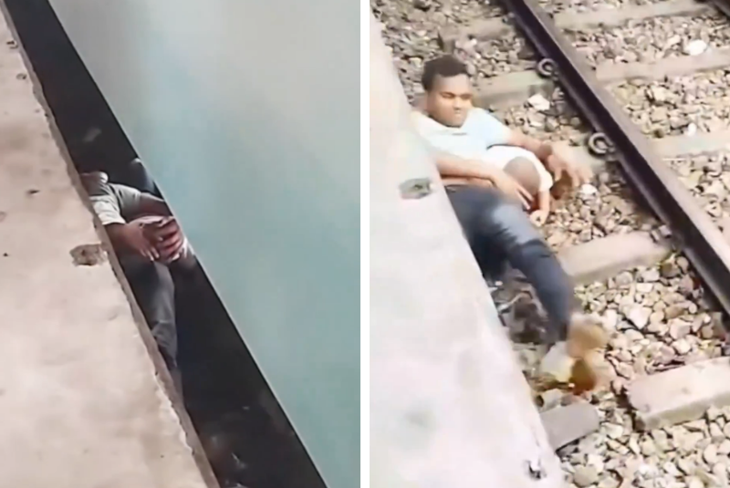 Pai se joga nos trilhos e salva filho durante passagem de trem em Bangladesh