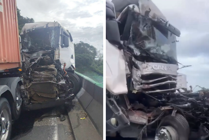 Acidente com carretas bloqueia Anchieta e provoca congestionamento