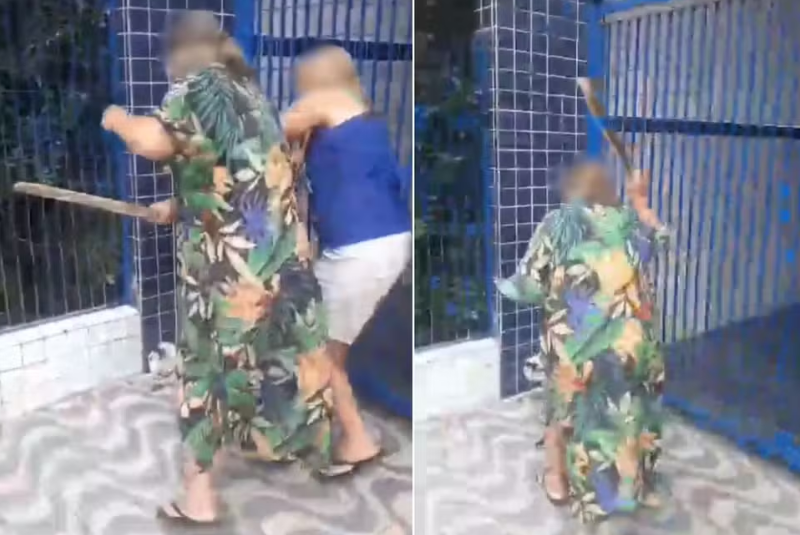 Uma mulher foi filmada agredindo uma cachorra a pauladas no bairro Balneário Esmeralda, em Praia Grande, no litoral de São Paulo.