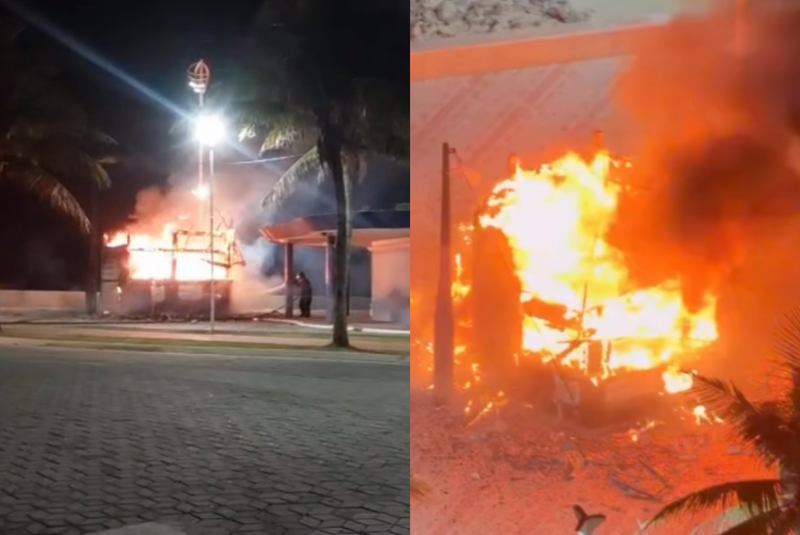 O Quiosque Marujo ficou completamente destruído após um incêndio registrado na madrugada desta segunda-feira (27)...
