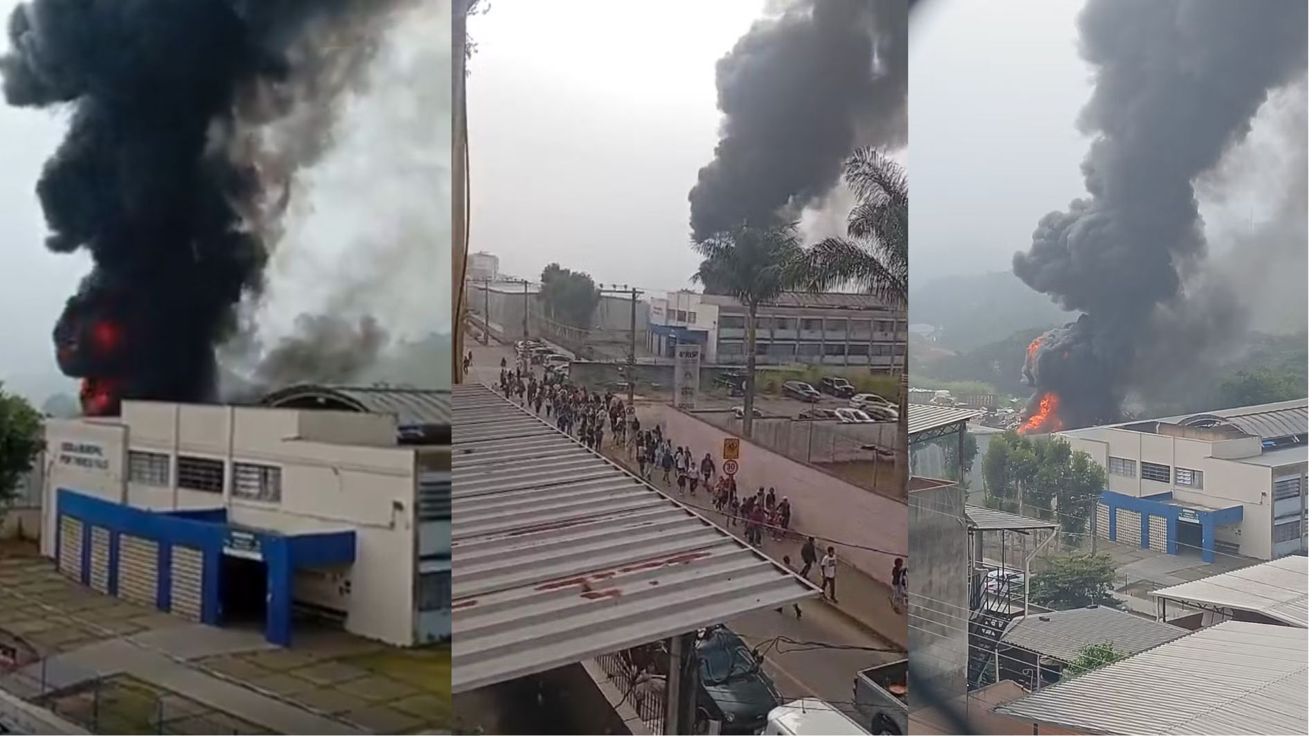 Incêndio em depósito ao lado de escola suspende aulas em Juiz de Fora
