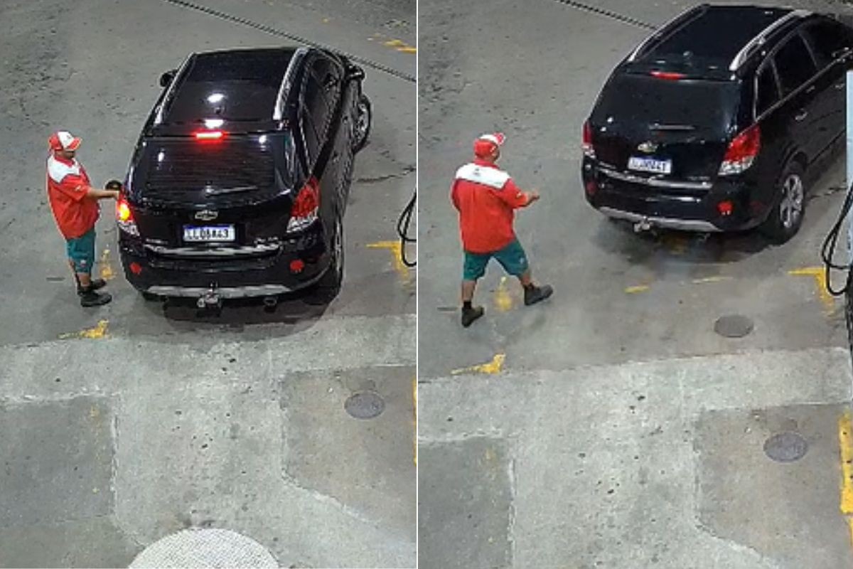Um motorista encheu o tanque do carro e deixou um posto na Avenida Ministro Marcos Freire, em Praia Grande, no litoral de São Paulo...