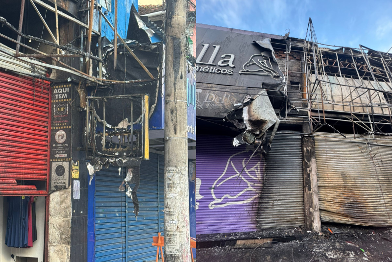 Incêndio atinge três lojas no Centro de São Vicente