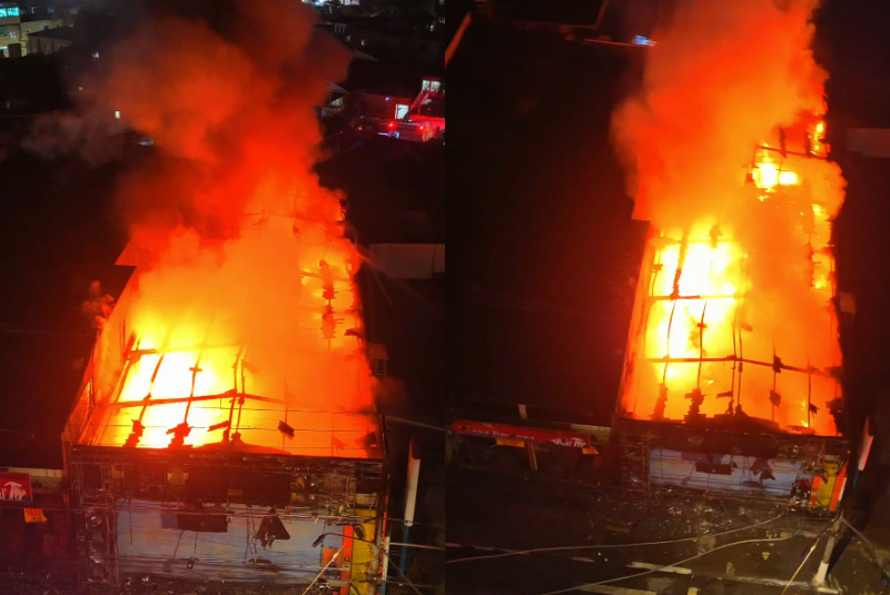 Incêndio de grandes proporções destrói Loja do Real, em Vicente de Carvalho