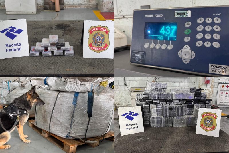 Receita Federal apreende 448 kg de cocaína em operações no Porto de Santos