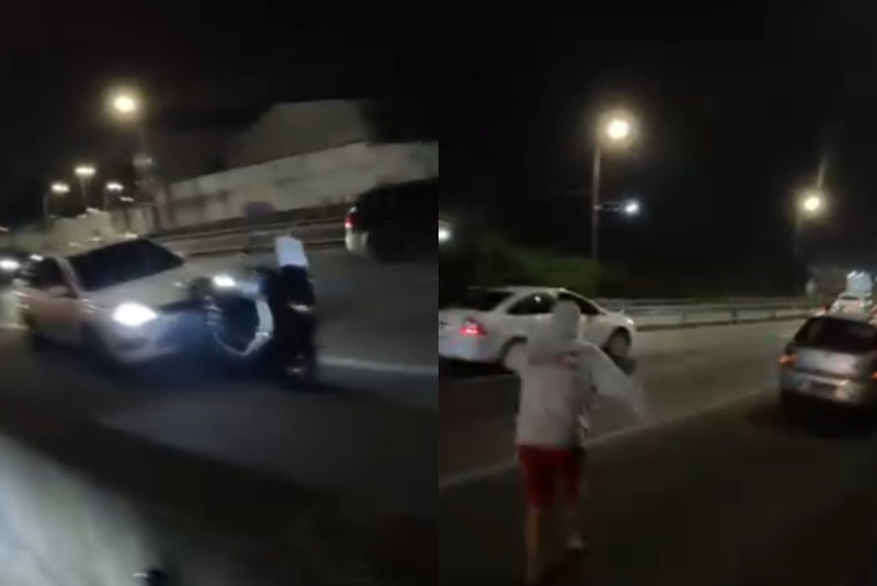 Motociclista é atingida por carro na Imigrantes e motorista foge após acidente