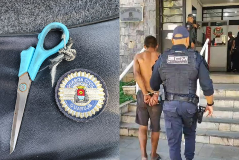 Homem é preso após ameaçar matar vigilante com tesoura em Guarujá