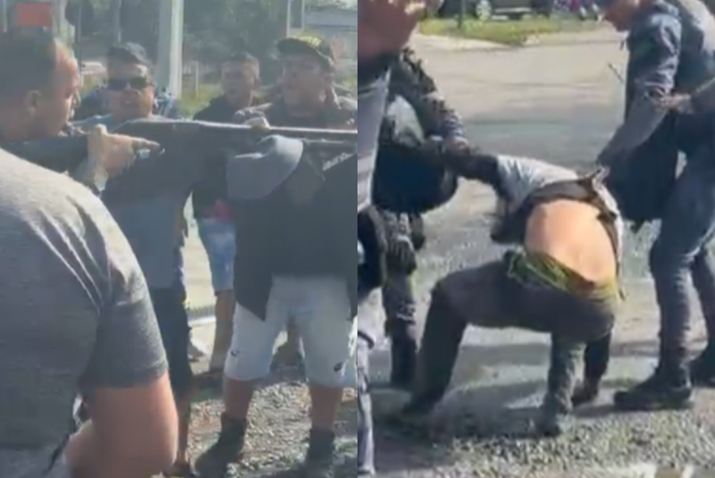 Confronto entre PMs e caminhoneiros marca segundo dia de greve em Santos