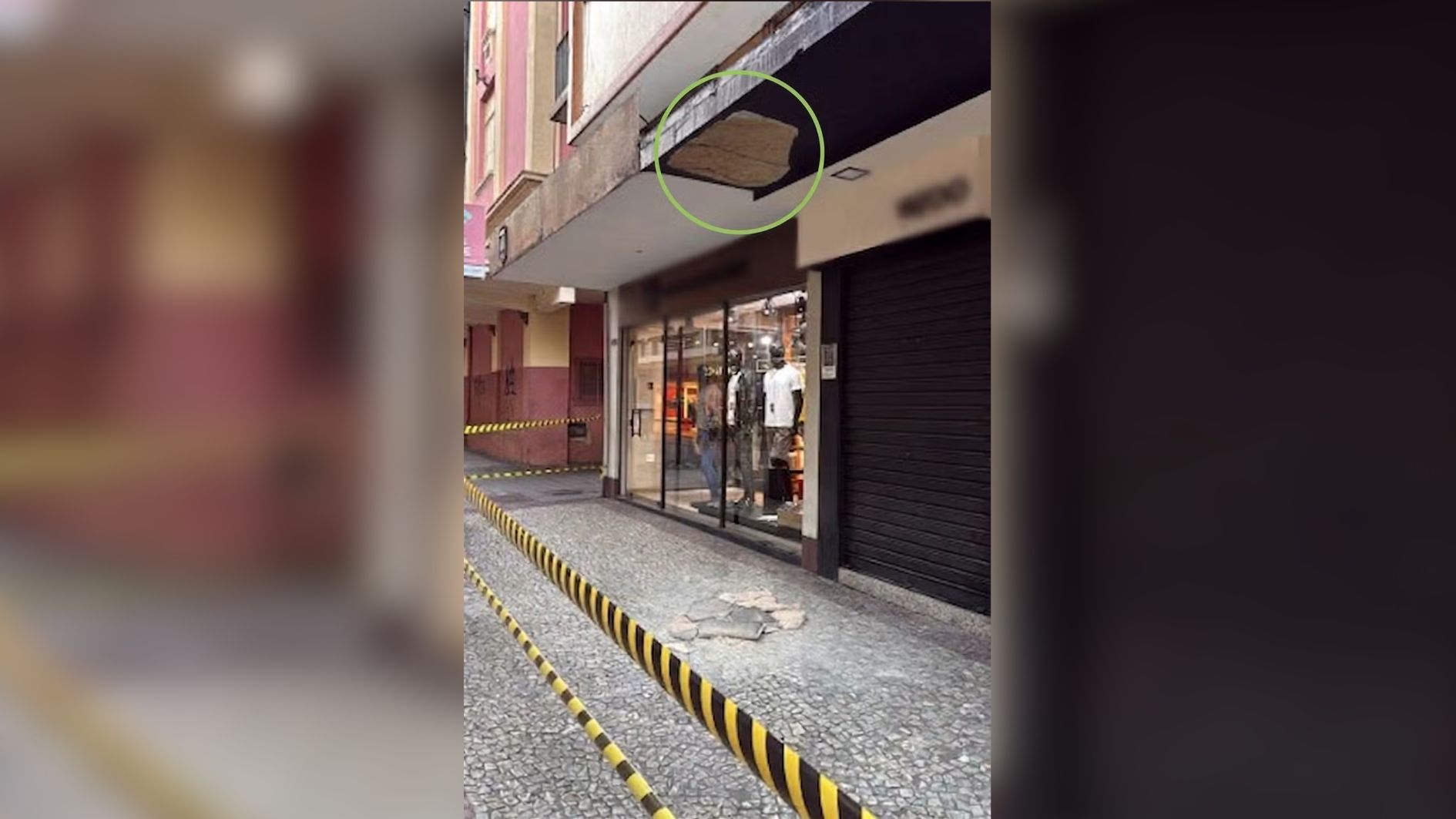 Lojas são interditadas após queda de marquise