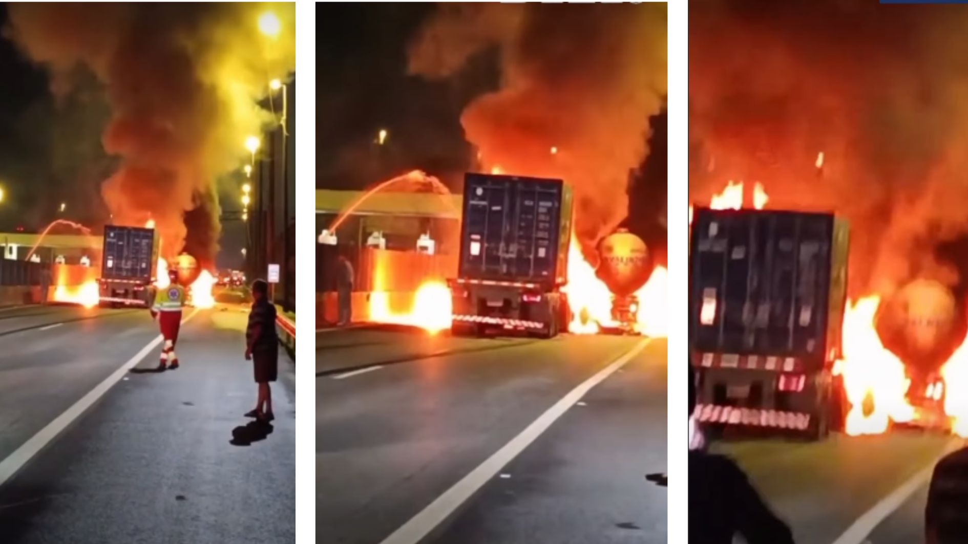 caminhões pegam fogo na Rodovia Cônego Domênico Rangoni