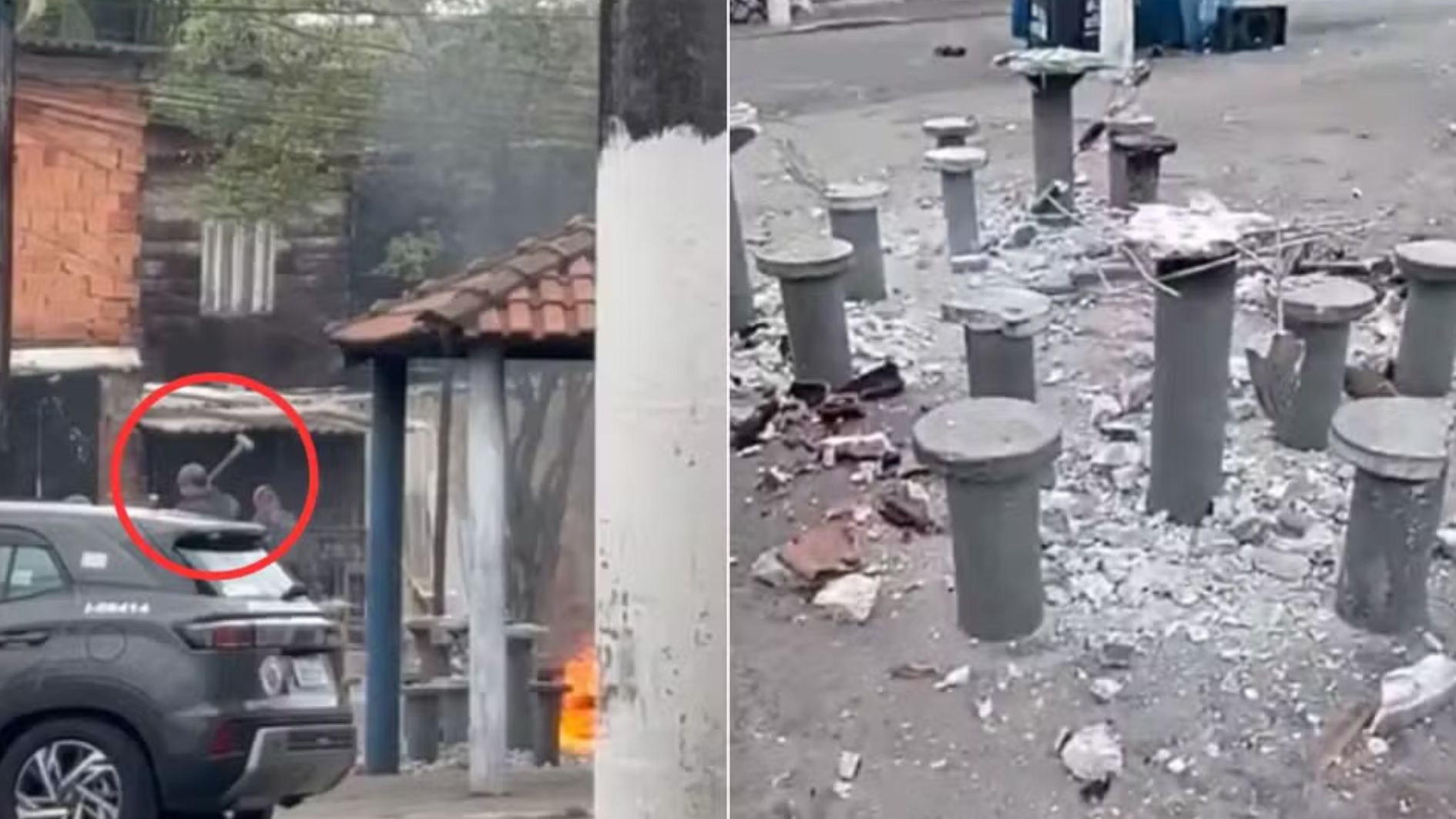 PM destrói bancos de praça