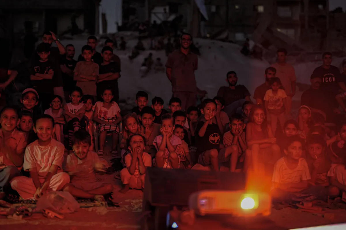 cinema para crianças em Gaza