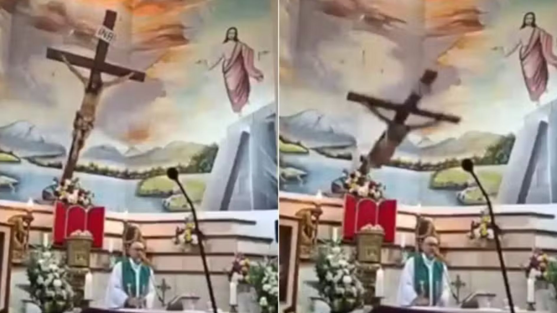 padre morre atingido por cruz