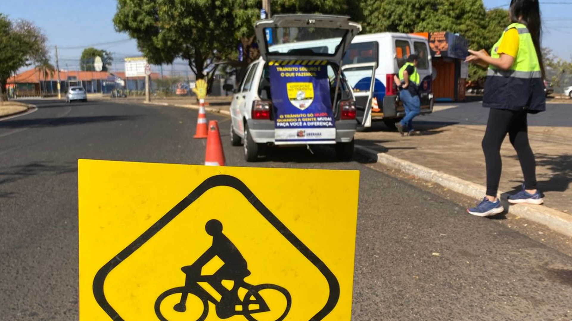 Prefeitura de Uberaba promove ação educativa no Dia Nacional do Ciclista (foto: divulgação/Secom-PMU)