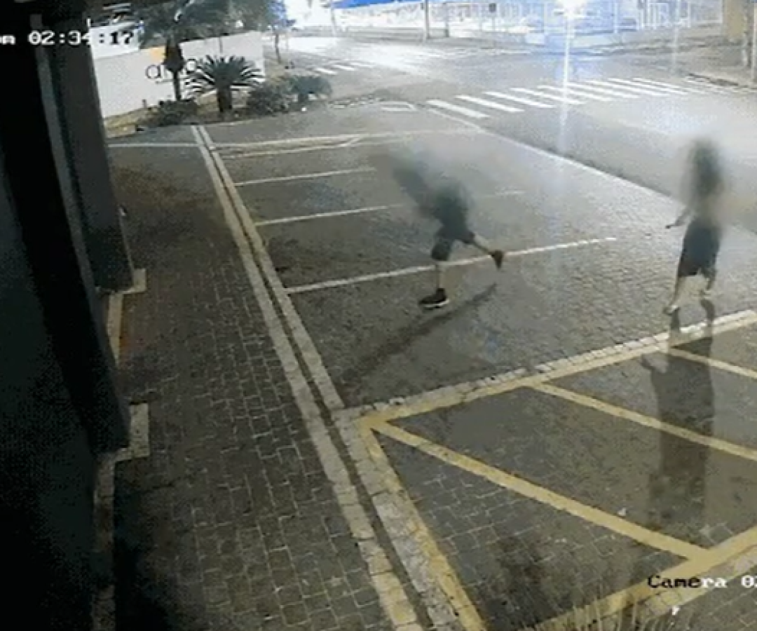 Dupla quebra vidraça de concessionária e furta moto de R$ 25 mil em Uberlândia (reprodução: redes sociais)