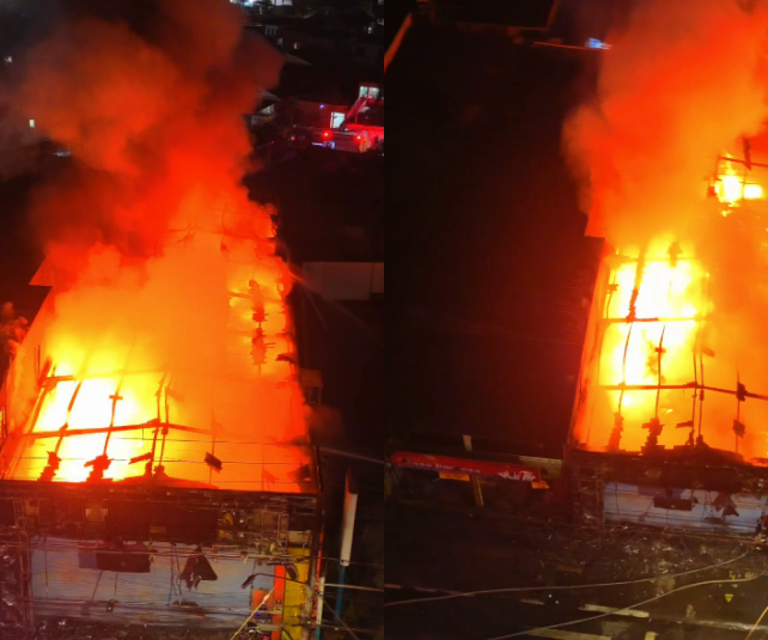Incêndio de grandes proporções destrói Loja do Real, em Vicente de Carvalho