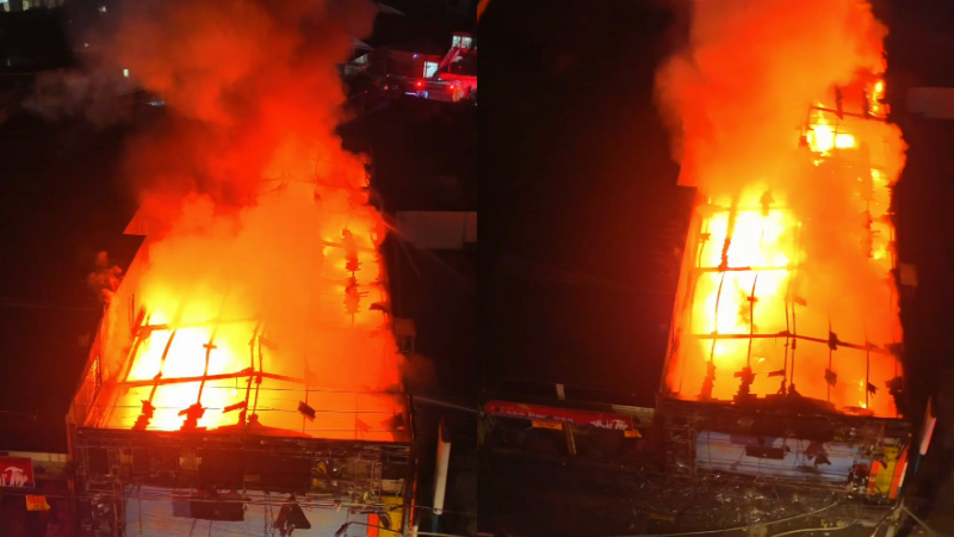 Incêndio de grandes proporções destrói Loja do Real, em Vicente de Carvalho